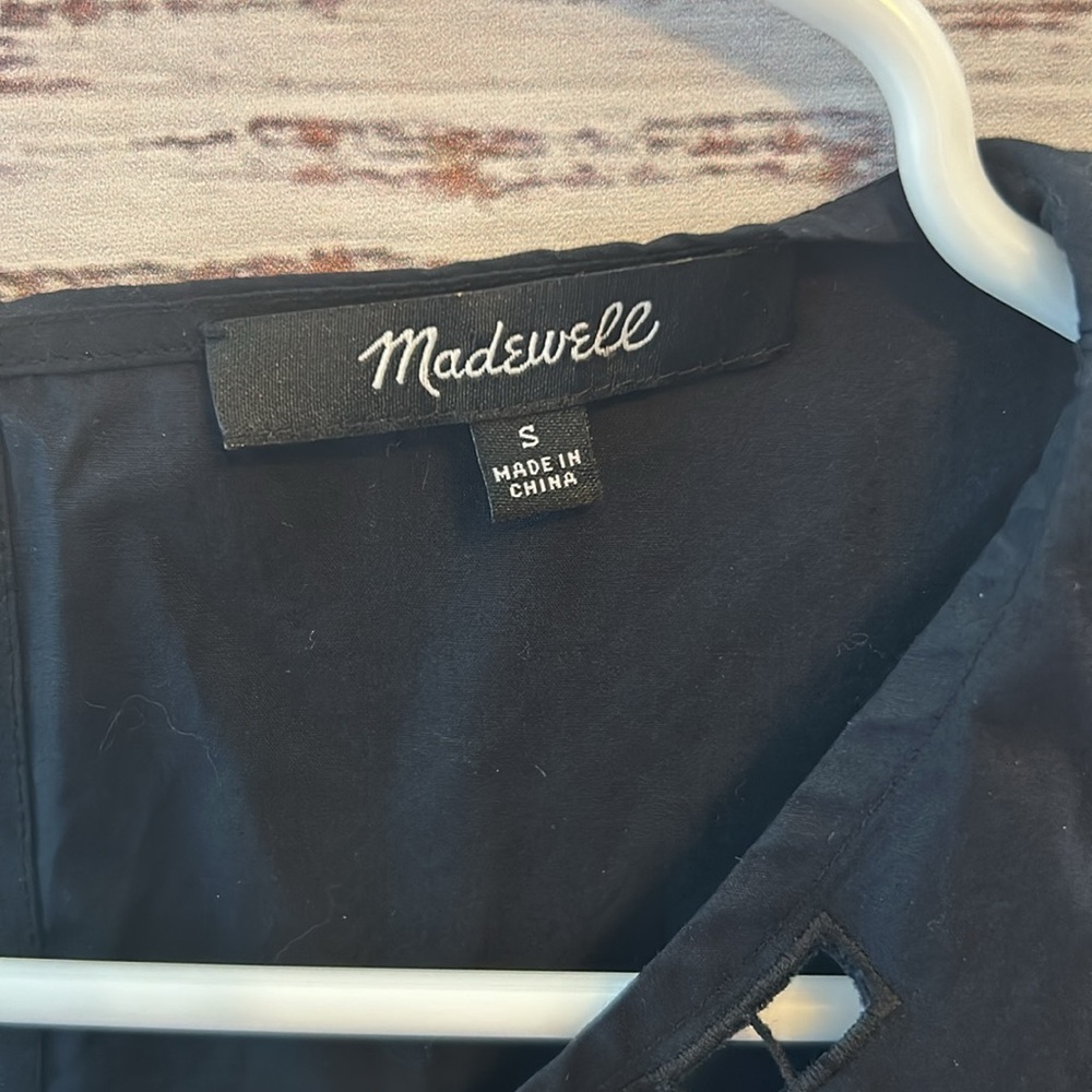Madewell Embroidered Sleeveless Peplum Black Tank Top Small - Picture 12 of 16